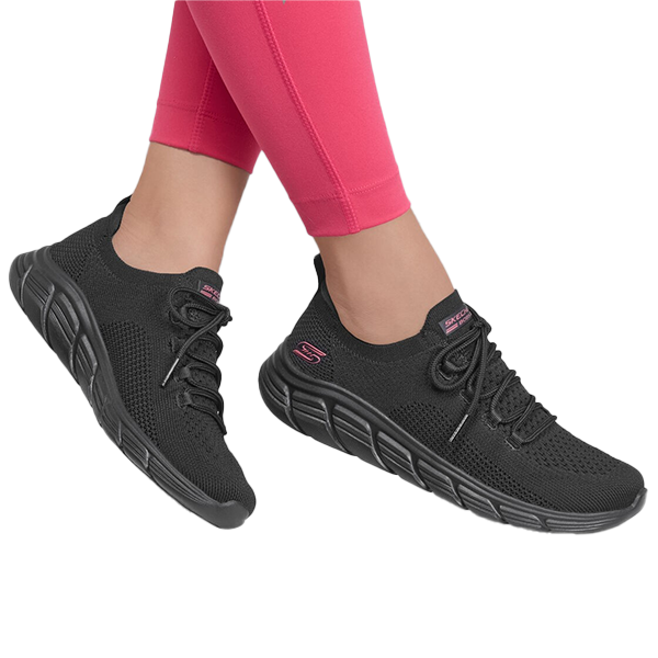 SKECHERS BOBS B FLEX LO SPORTS LIFESTYLE SHOES FOR WOMEN, BLACK