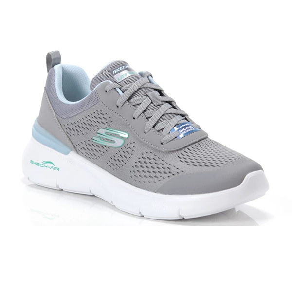 SKECHERS SKECH-AIR DYNAMIGHT 2.0 RUNNING SHOES FOR WOMEN, GREY & LIGHT BLUE