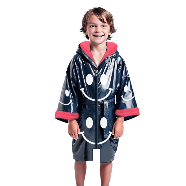 TRAINETIC WATER PROOF ROBE SMILE FOR GIRLS, NAVY&FUCHSIA