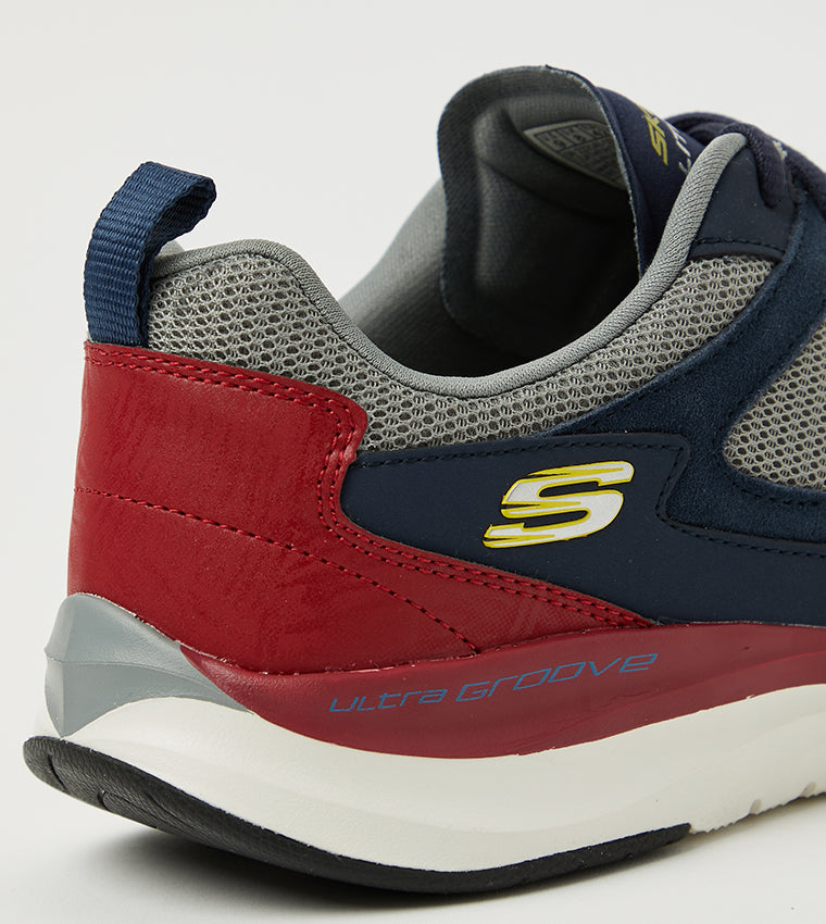 Skechers Ultra Groove Sports Lifestyle Shoes For Men, Navy & Beige