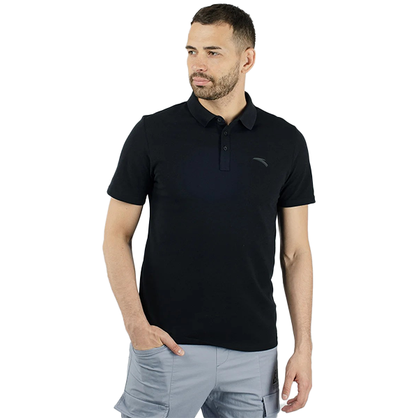 ANTA SS POLO FITNESS T-SHIRT FOR MEN, BASIC BLACK