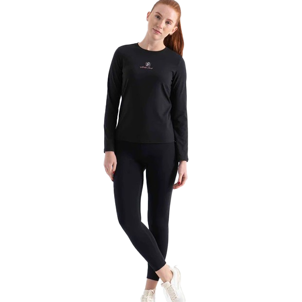 ANTA LS TEE FITNESS T-SHIRT FOR WOMEN, BASIC BLACK