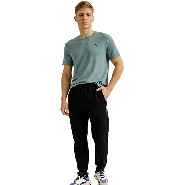 ANTA KNIT TRACK  FITNESS PANT FOR MEN, BASIC BLACK