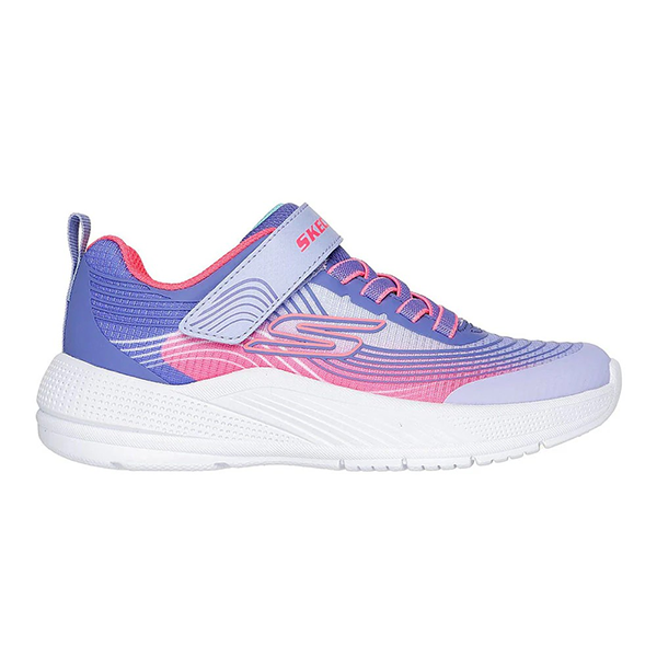 SKECHERS MICROSPEC ADVANCE RUNNING SHOES FOR GIRLS, LAVENDER & NEON PINK