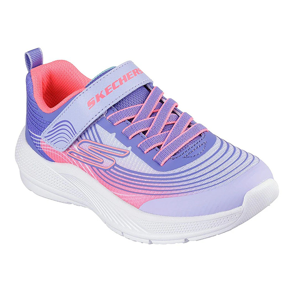 SKECHERS MICROSPEC ADVANCE RUNNING SHOES FOR GIRLS, LAVENDER & NEON PINK