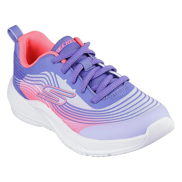 SKECHERS MICROSPEC ADVANCE RUNNING SHOES FOR GIRLS, LAVENDER & NEON PINK