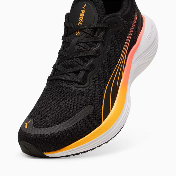 PUMA SCEND PRO RUNNING SHOES FOR MEN, PUMA BLACK & SUN STREAM