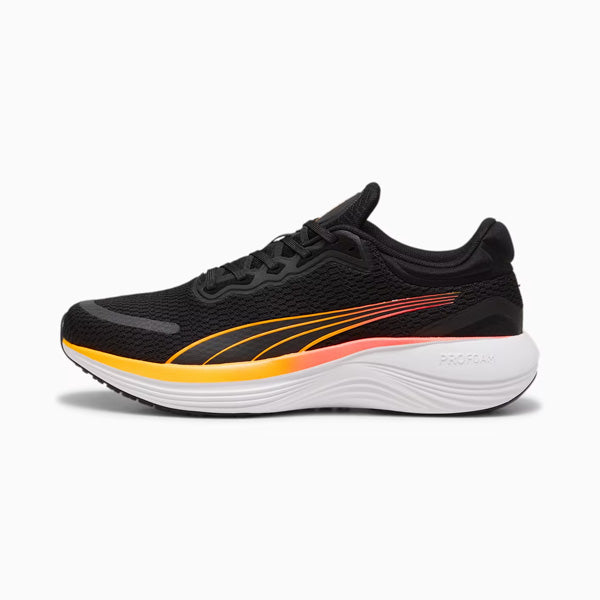 PUMA SCEND PRO RUNNING SHOES FOR MEN, PUMA BLACK & SUN STREAM