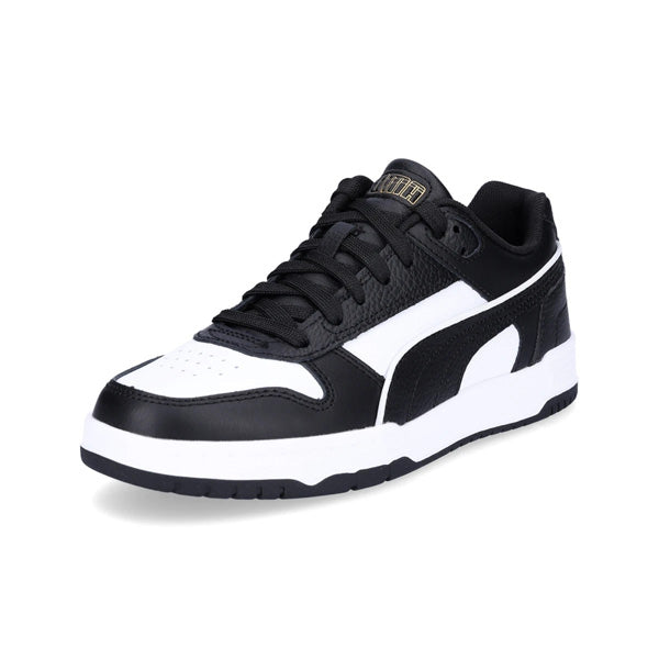 PUMA RBD GAME LOW LIFESTYLE SHOES FOR MEN, PUMA BLACK & PUMA WHITE & PUMA TEAM GOLD