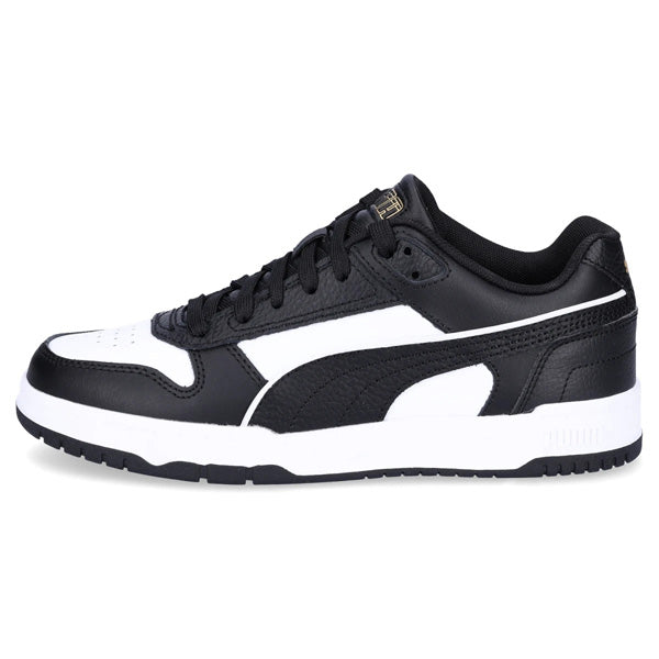 PUMA RBD GAME LOW LIFESTYLE SHOES FOR MEN, PUMA BLACK & PUMA WHITE & PUMA TEAM GOLD