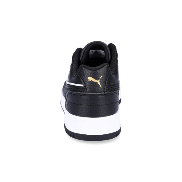 PUMA RBD GAME LOW LIFESTYLE SHOES FOR MEN, PUMA BLACK & PUMA WHITE & PUMA TEAM GOLD