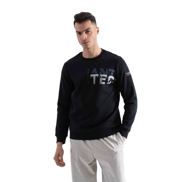 ANTA FITNESS SWEATSHIRT FOR MEN, BASIC BLACK