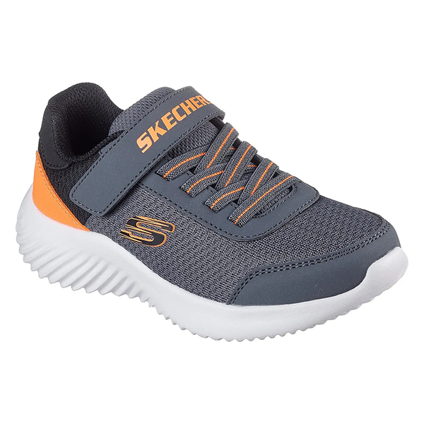 SKECHERS BOUNDER RUNNING SHOES FOR BOYS, CHARCOAL GREY