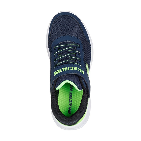 SKECHERS BOUNDER RUNNING SHOES FOR BOYS, NAVY & LIME