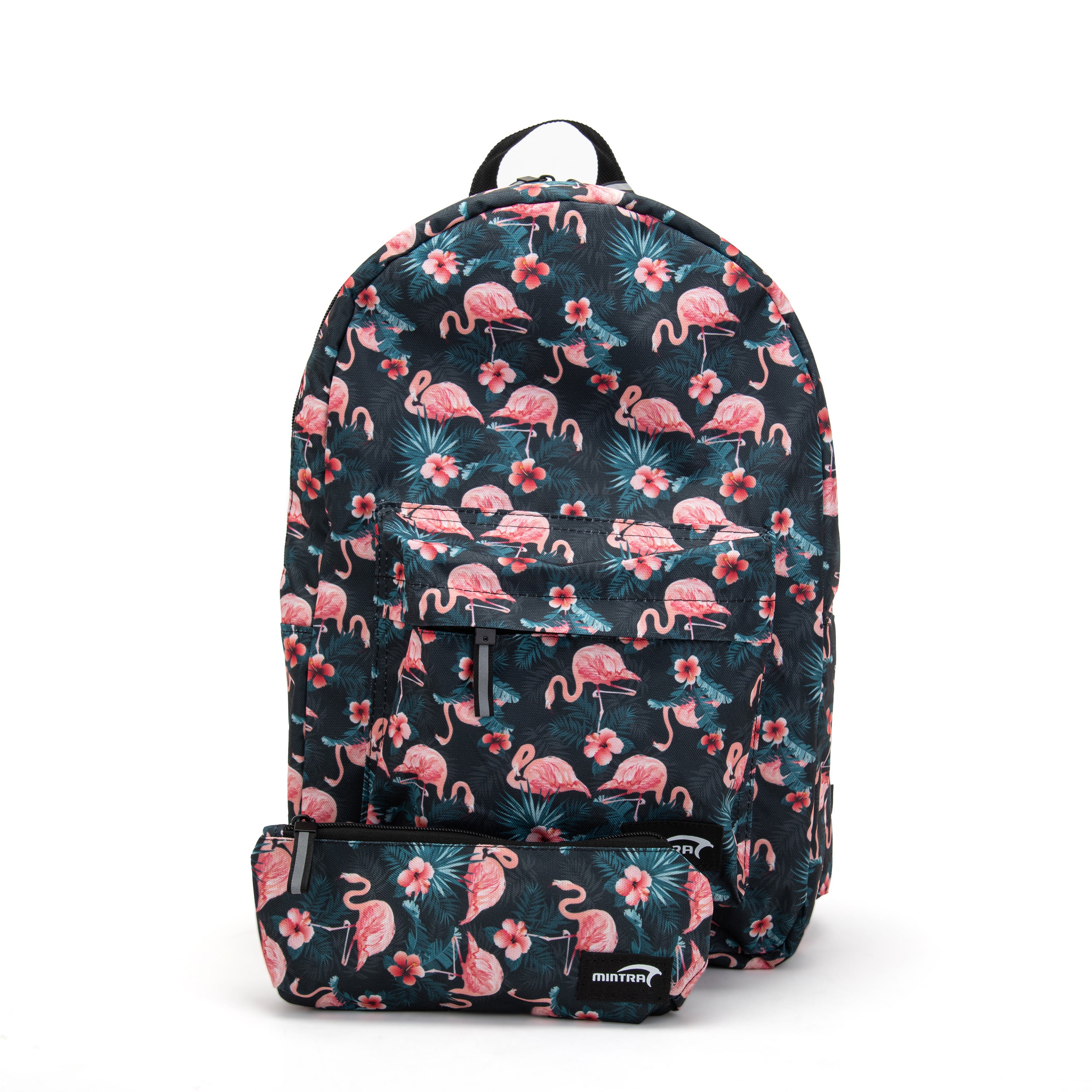 Mintra Tropical Flamingos Backpack For Unisex with Pencil Case, 24L - 2 Pieces