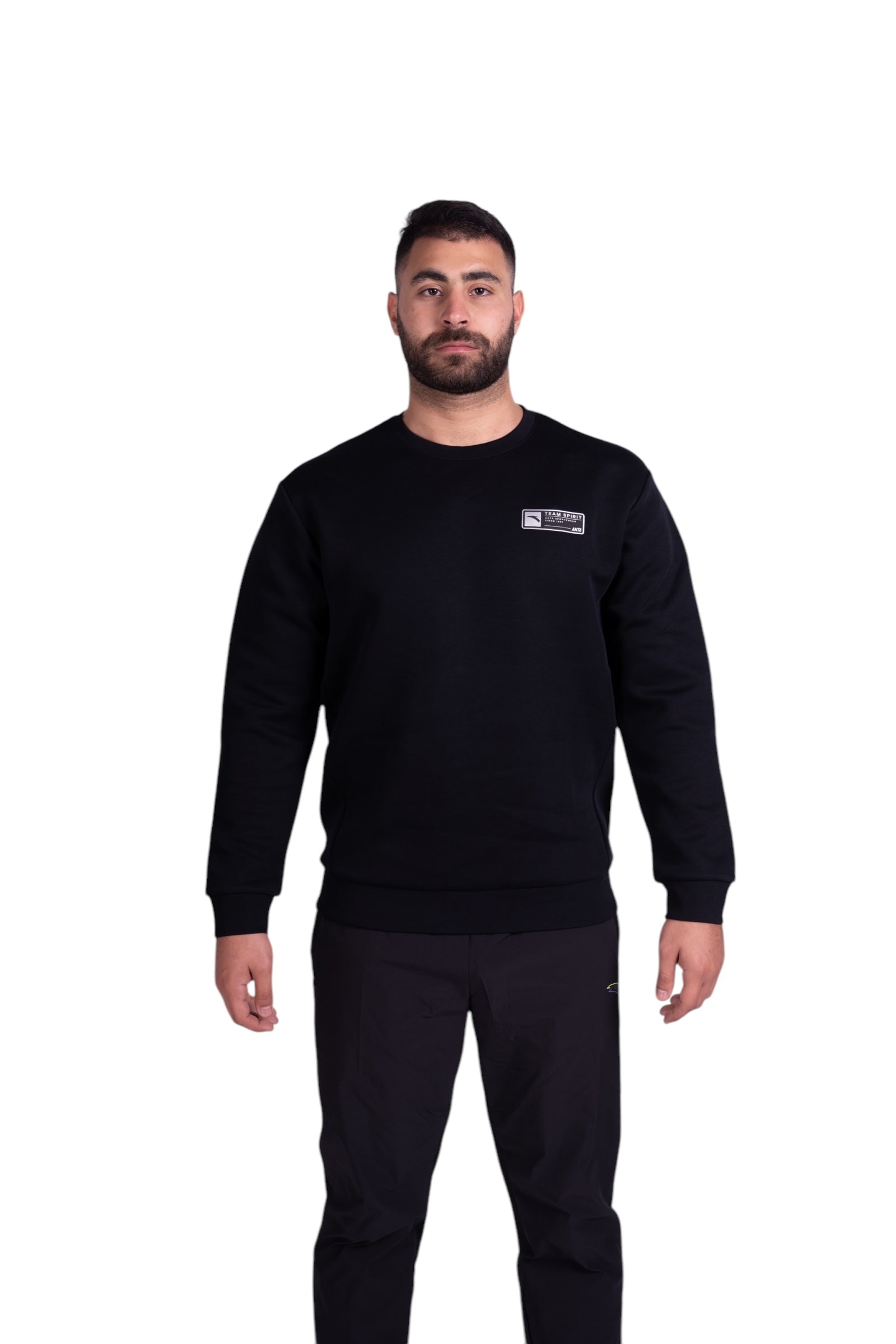 ANTA FITNESS SWEATSHIRT FOR MEN, BASIC BLACK