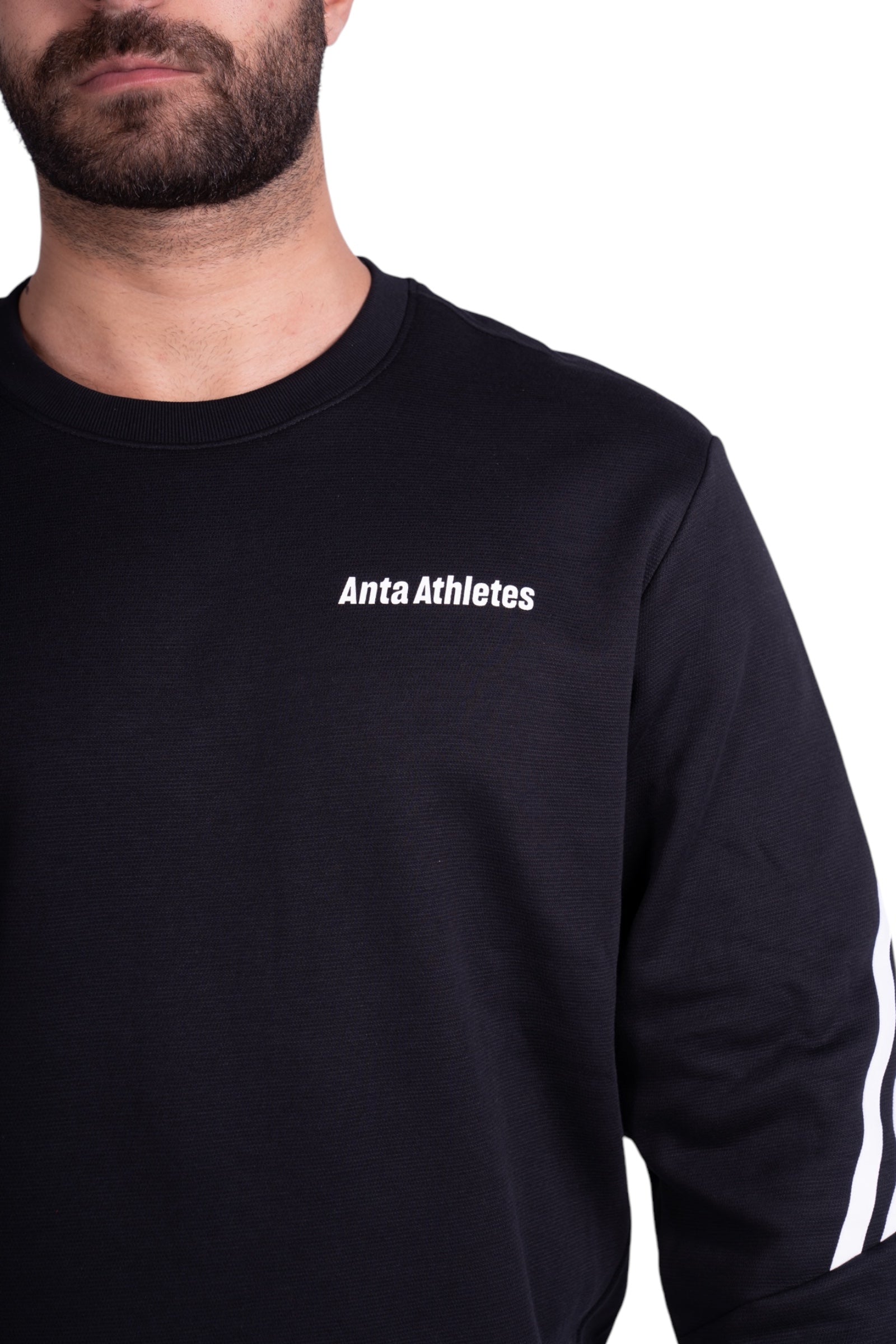 ANTA FITNESS SWEATSHIRT FOR MEN, BASIC BLACK