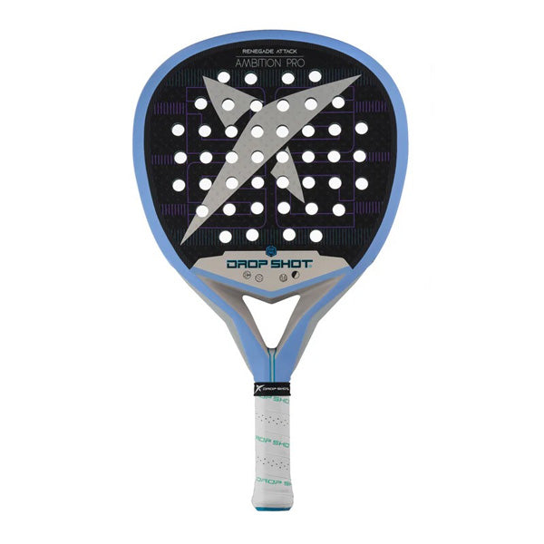 DROP SHOT PALA RENEGADE ATTACK PADEL RACKET, WHITE&BLACK&LIGHT BLUE