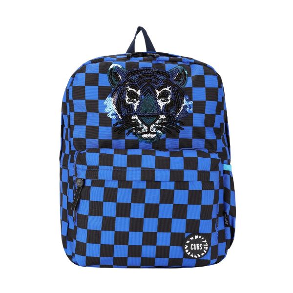 Cubs Sequin Tiger Blue Checks Jr Student Backpack