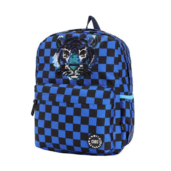 Cubs Sequin Tiger Blue Checks Jr Student Backpack