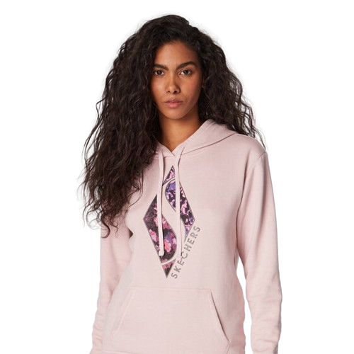 Skechers Diamond Forever Floral Hooded Sweatshirt For Women, Pink