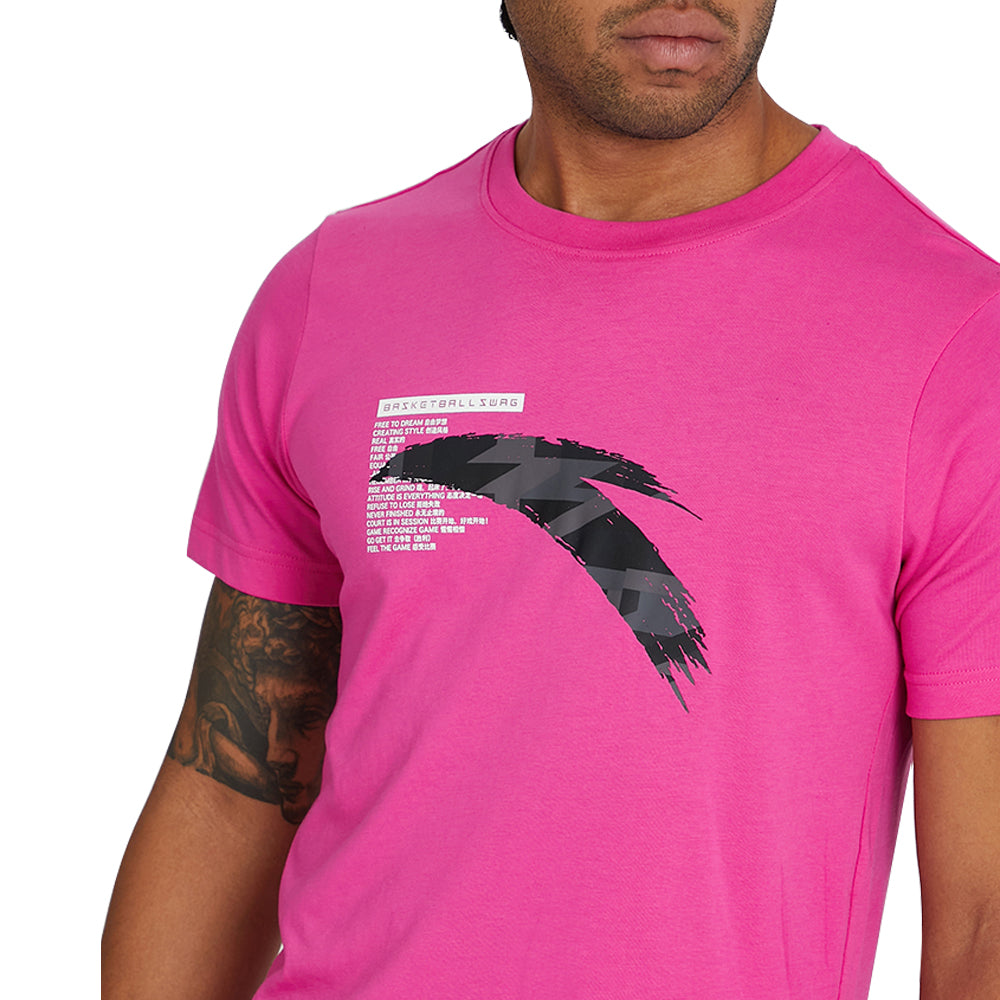 Anta Ss Tee Basketball T-Shirt For Men, Pink