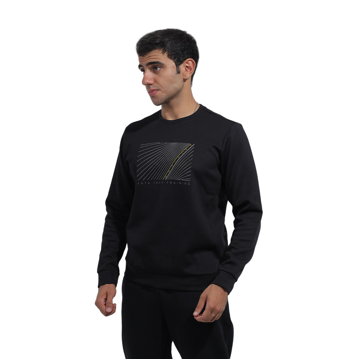 Anta Round Sweatshirt For Men, Black