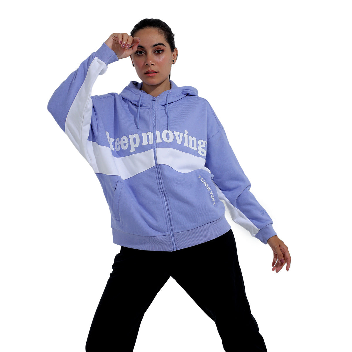 Anta Hooded Sweatshirt For Women, Blue & White