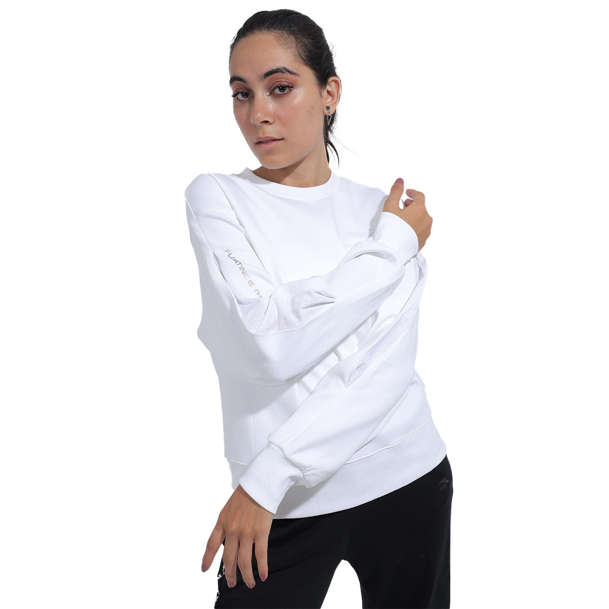 Anta Sweatshirt With Long Sleeves For Women, White